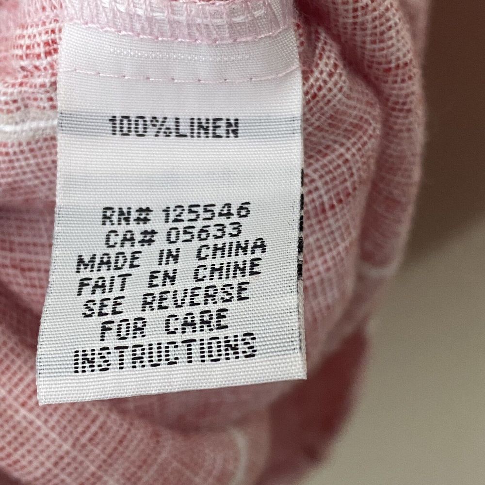 Habitat Shirt Top Size Small Linen Red White Button Front - Picture 7 of 8